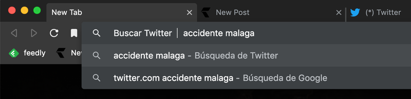 BĂșsqueda rĂĄpida en Chrome (twitter.com + espacio cambia el motor de bĂșsqueda de Google a Twitter)